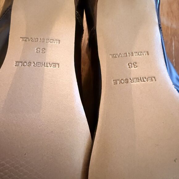 Anthropologie Western Kitten Heel Sz EU 38 Brown Leather Pointed Mary Jane Pumps - Picture 8 of 8